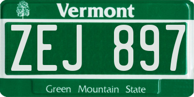 VT license plate ZEJ897