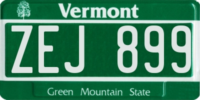 VT license plate ZEJ899