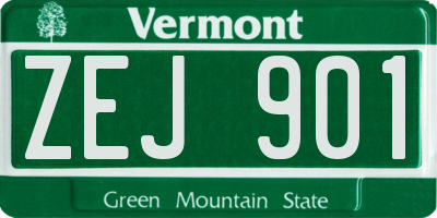 VT license plate ZEJ901