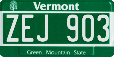 VT license plate ZEJ903