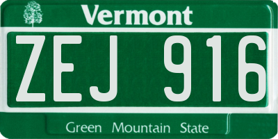 VT license plate ZEJ916