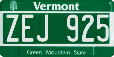 VT license plate ZEJ925