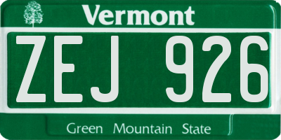 VT license plate ZEJ926