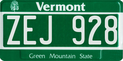 VT license plate ZEJ928