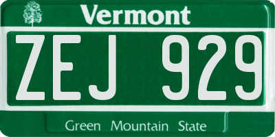 VT license plate ZEJ929