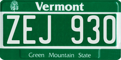VT license plate ZEJ930
