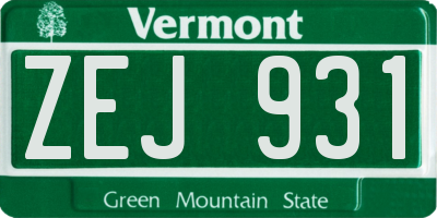 VT license plate ZEJ931