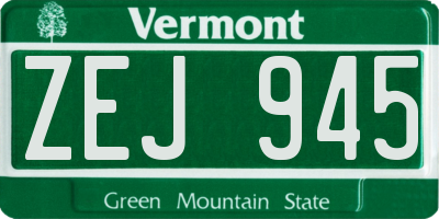 VT license plate ZEJ945