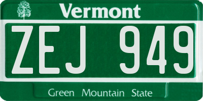 VT license plate ZEJ949