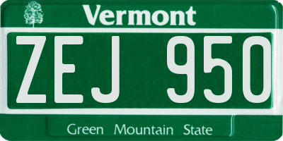VT license plate ZEJ950