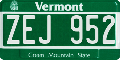 VT license plate ZEJ952