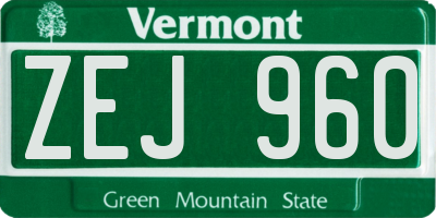 VT license plate ZEJ960