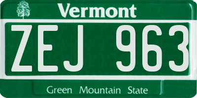 VT license plate ZEJ963