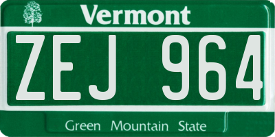 VT license plate ZEJ964