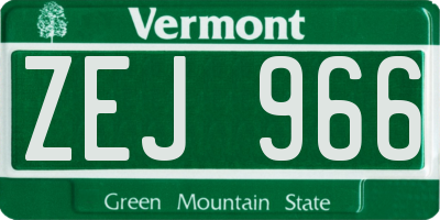 VT license plate ZEJ966