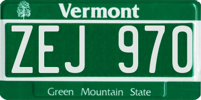 VT license plate ZEJ970