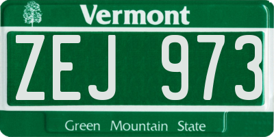 VT license plate ZEJ973