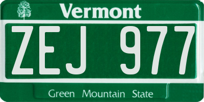 VT license plate ZEJ977