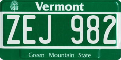 VT license plate ZEJ982