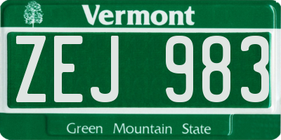 VT license plate ZEJ983