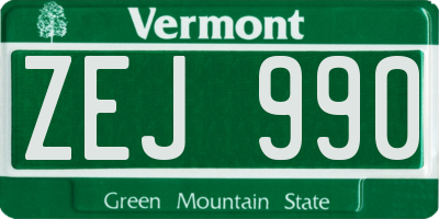 VT license plate ZEJ990