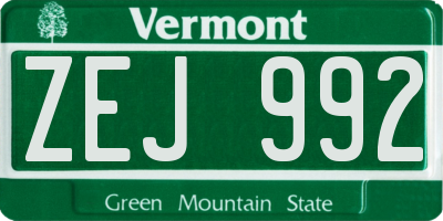 VT license plate ZEJ992