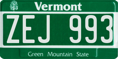 VT license plate ZEJ993