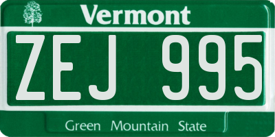 VT license plate ZEJ995