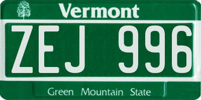 VT license plate ZEJ996