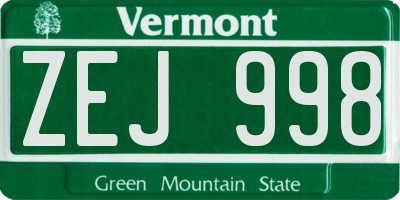 VT license plate ZEJ998