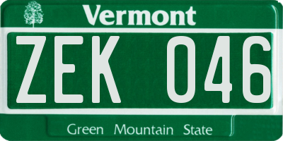 VT license plate ZEK046