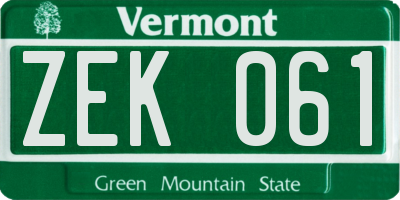 VT license plate ZEK061