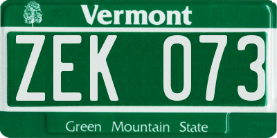 VT license plate ZEK073