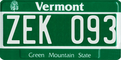 VT license plate ZEK093