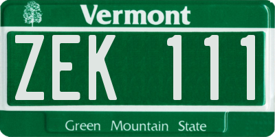 VT license plate ZEK111