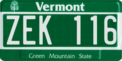 VT license plate ZEK116