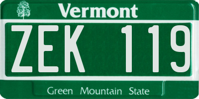 VT license plate ZEK119