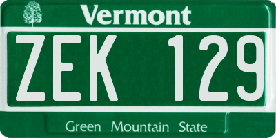 VT license plate ZEK129