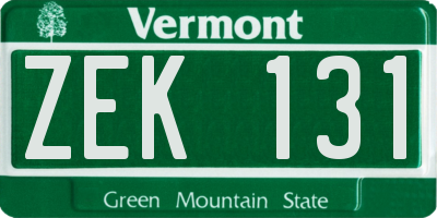 VT license plate ZEK131