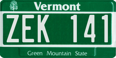 VT license plate ZEK141