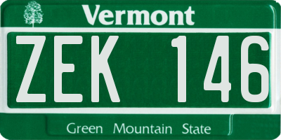 VT license plate ZEK146