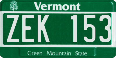 VT license plate ZEK153