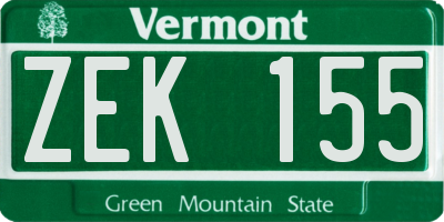 VT license plate ZEK155