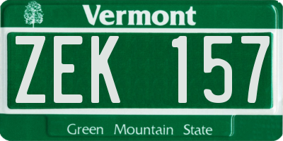 VT license plate ZEK157