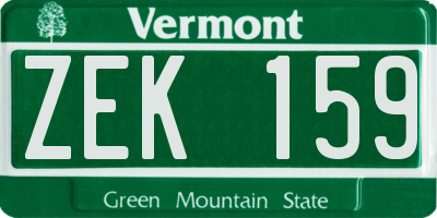 VT license plate ZEK159