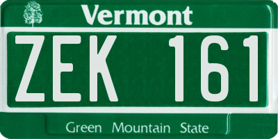 VT license plate ZEK161