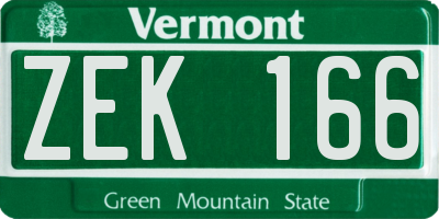 VT license plate ZEK166