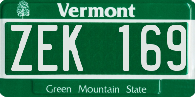 VT license plate ZEK169