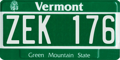 VT license plate ZEK176