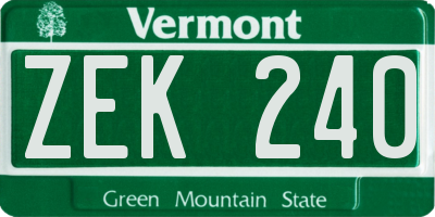 VT license plate ZEK240